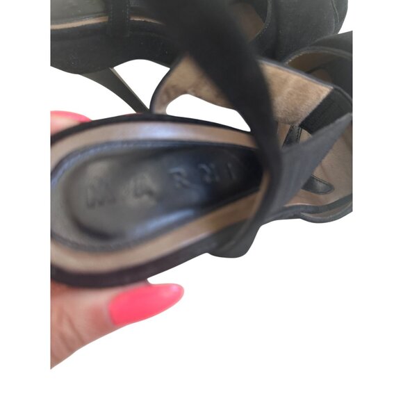 MARNI Black Suede Platform Slingback Heels Size 37 / 7 - Picture 11 of 12
